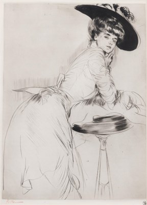 Lot 56 - Paul-César Helleu (1859-1927) APPUYÉE SUR UN...