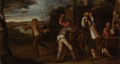Lot 1012 - Circle of Michelangelo Cerquozzi A Brawl in an...