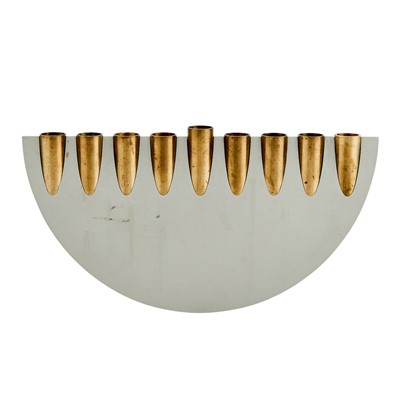 Lot 361 - Israeli White Metal and Gun Casing Menorah