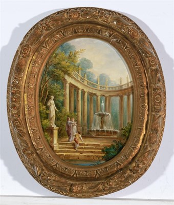 Lot 1050 - Manner of Hubert Robert Figures in a...