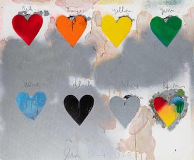 Lot 19 - Jim Dine (b. 1935) EIGHT HEARTS Color mixed...