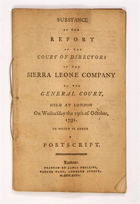 Lot 198 - [SIERRA LEONE COMPANY] Substance of the Report...