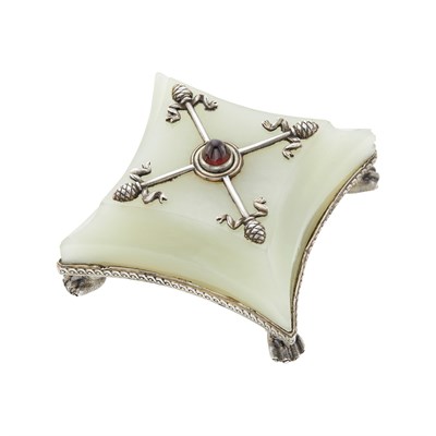 Lot 68 - Fabergé Imperial Silver-Mounted Bowenite Bell...