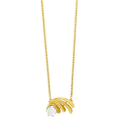 Lot 159 - Two-Color Gold and Diamond Pendant with Chain Necklace