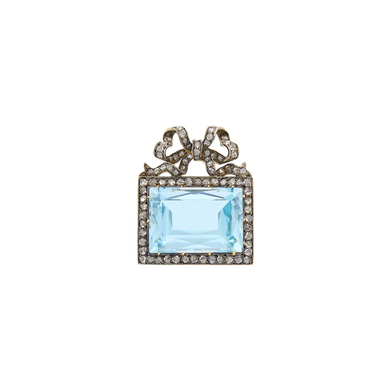 Lot 1130 - Russian Aquamarine and Diamond Silver-Topped...