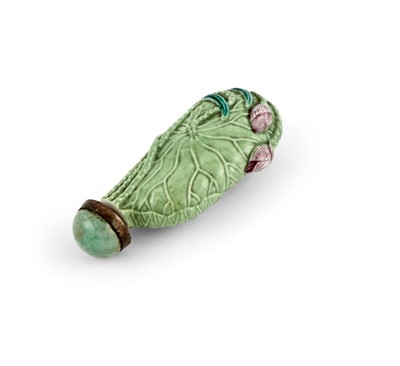 Lot 6 - A Chinese Porcelain Lotus Leaf-Form Snuff Bottle