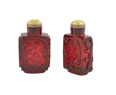 Lot 153 - A Pair of Chinese Ruby Glass Snuff Bottles