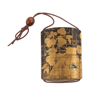 Lot 208 - A Japanese Black and Gold Lacquer Inro