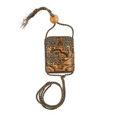Lot 214 - A Japanese Black and Gilt Lacquer Inro