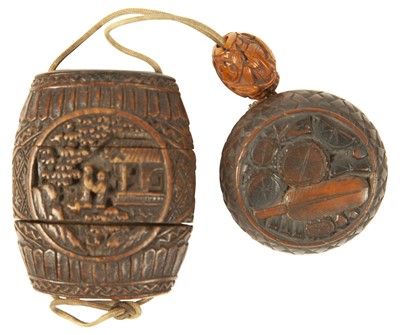 Lot 217 - A Japanese Bamboo Inro with Netsuke