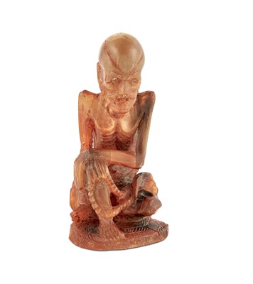 Lot 159 - A Chinese Carved Horn Figure of a Luohan