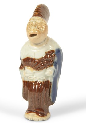 Lot 207 - A Japanese Porcelain Netsuke of a Monkey Priest