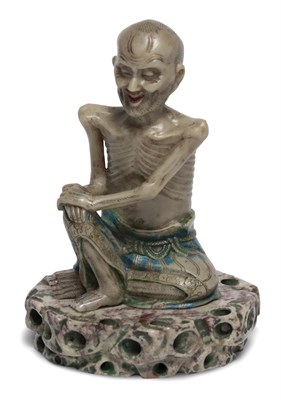 Lot 112 - A Chinese Polychromed Soapstone Figure Of A Luohan