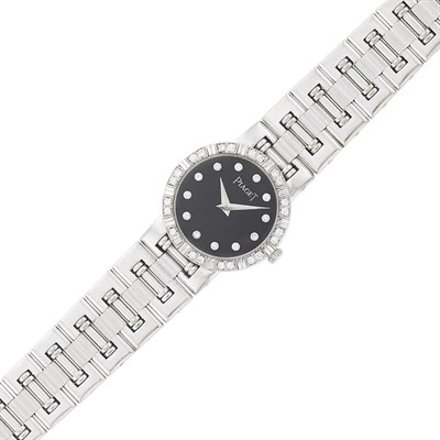 Lot 159 - Piaget White Gold, Black Onyx and Diamond 'Dancer' Wristwatch
