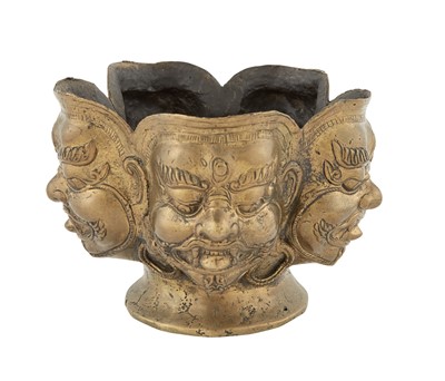 Lot 156 - Nepalese Bronze 'Faces' Bowl