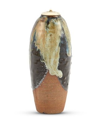 Lot 247 - A Japanese Black and Russet Glazed Pottery Bottle