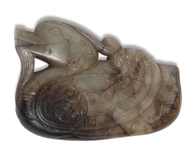 Lot 47 - A Chinese Mottled Jade Duck