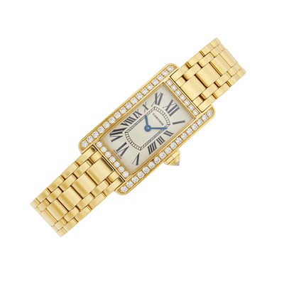 Lot 150 - Cartier Gold and Diamond 'Tank Americaine' Wristwatch