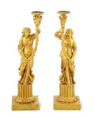 Lot 809 - Pair of German Neoclassical Giltwood and Gesso...