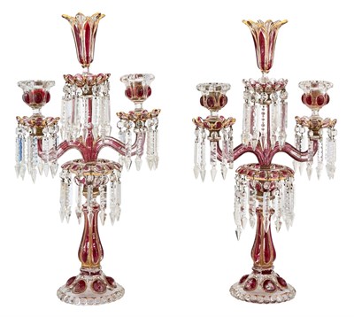 Lot 112 - Pair of Napoleon III Glass Three-Light...