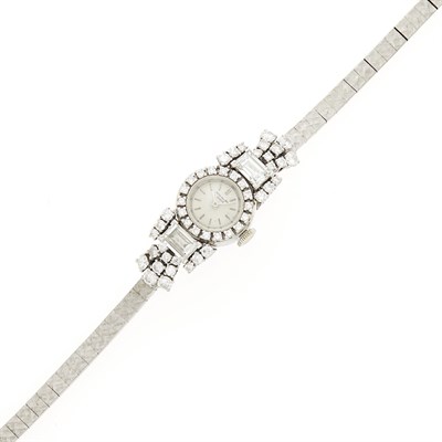 Lot 81 - Patek Philippe Platinum, White Gold and Diamond Wristwatch, Ref. 3267/103