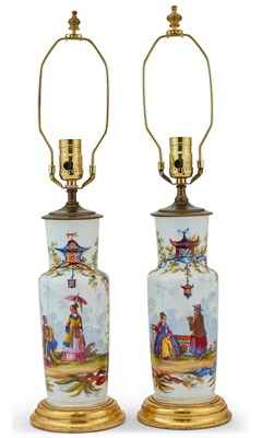 Lot 70 - Pair of Chinoiserie Decorated Opaline Glass...