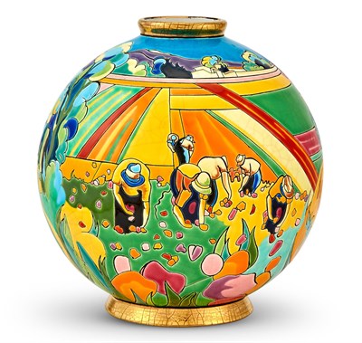 Lot 255 - Longwy Art Deco Style Enameled Pottery Vase...