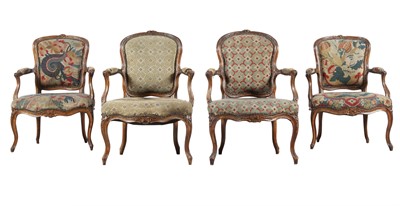 Lot 686 - Assembled Group of Louis XV Needlework-Upholstered Beechwood Fauteuils