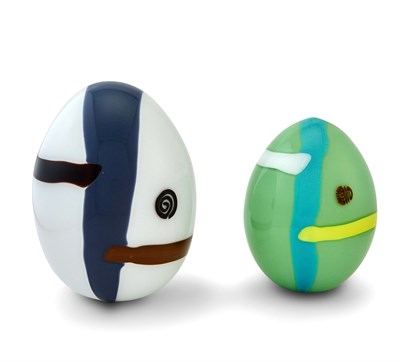 Lot 263 - Two Lino Tagliapietra Hand Blown Glass Eggs...