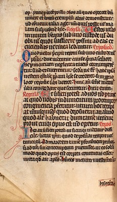 Lot 44 - The Rules of St. Augustine about 1350, from an English priory