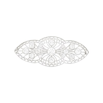 Lot 73 - Platinum, White Gold and Diamond Filigree Barrette