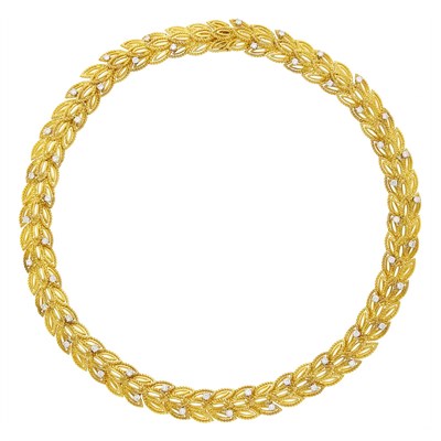 Lot 128 - Gold and Diamond Leaf Necklace