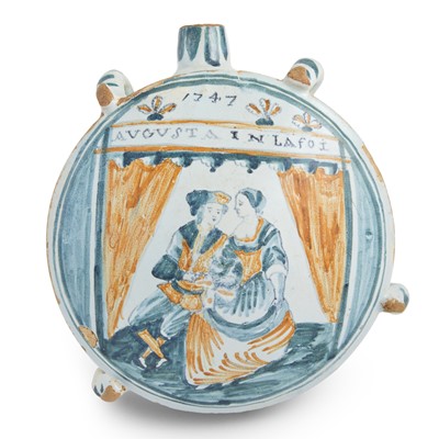 Lot 671 - Documentary Nevers Faience Travelling Flask or Canteen