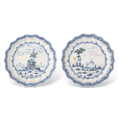 Lot 676 - Two Moustiers Faïence Blue and White Fluted Circular Fruit Dishes