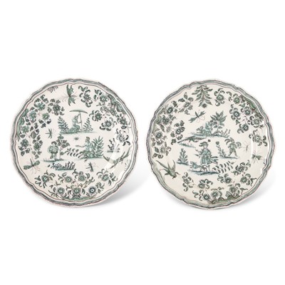 Lot 677 - Two Moustiers (Olerys-Laugier) Faïence Camaieu Vert Plates
