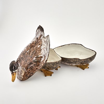 Lot 680 - Pair Of Marseille (Fauchier) Trompe L'oeil Duck Tureens and Covers