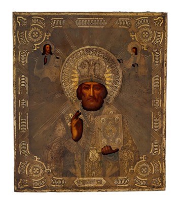 Lot 241 - Russian Gilt-Metal Icon of St. Nicholas the Wonderworker