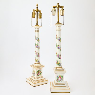 Lot 139 - Pair of Sevres Style Porcelain Table Lamps