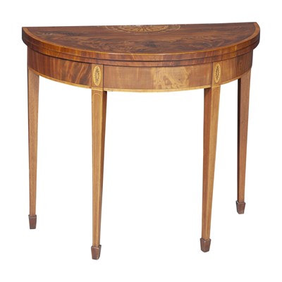 Lot 828 - George III Marquetry Inlaid Mahogany Fold-Over...