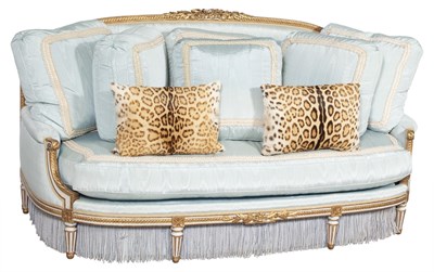 Lot 830 - Louis XVI Style Painted and Parcel Gilt Canapé...
