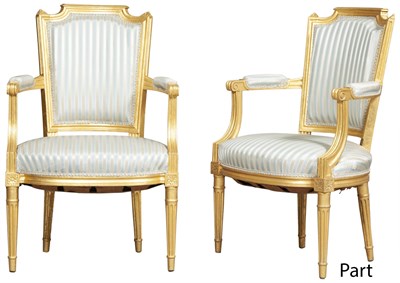 Lot 190 - Set of Four Louis XVI Style Giltwood Fauteuils...