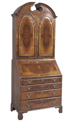 Lot 100 - George II Style Burlwood Walnut Secretary Bookcase