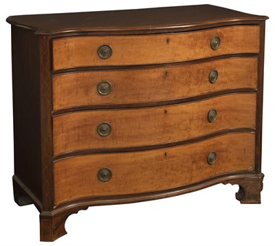 Lot 120 - George III Mahogany and Satinwood Serpentine Front Chest of Drawers