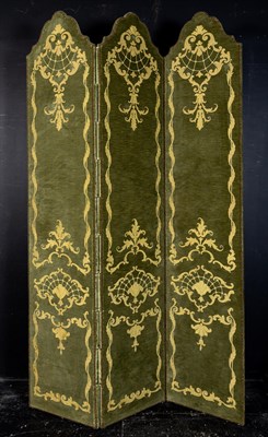 Lot 107 - Embroidered Velvet Three-Fold Screen Height 8...
