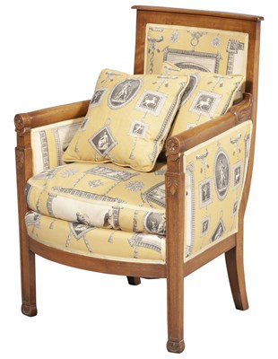 Lot 200 - Restauration Style Toile Upholstered Bergère...