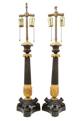 Lot 796 - Pair of Restauration Gilt and Patinated-Bronze...