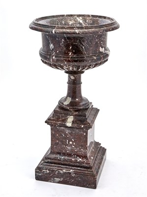 Lot 792 - Neoclassical Rouge Marble Urn on Pedestal Late...