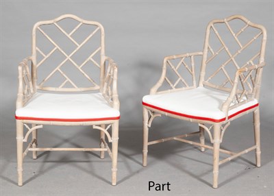 Lot 314 - Set of Four Painted Faux Bamboo Armchairs...