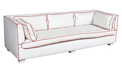 Lot 275 - Leather Button-Tufted Upholstered Sofa Thomas...