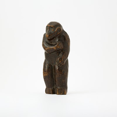 Lot 93 - Japanese Hinoki Wood Sculpture of a Saru
